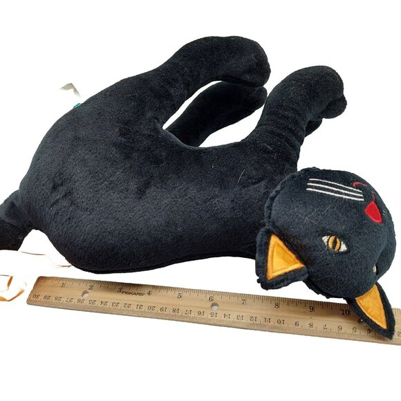 Black Halloween Cat Plush Hunched Up Orange Ribbon Good Stuff - Picture 8 of 9